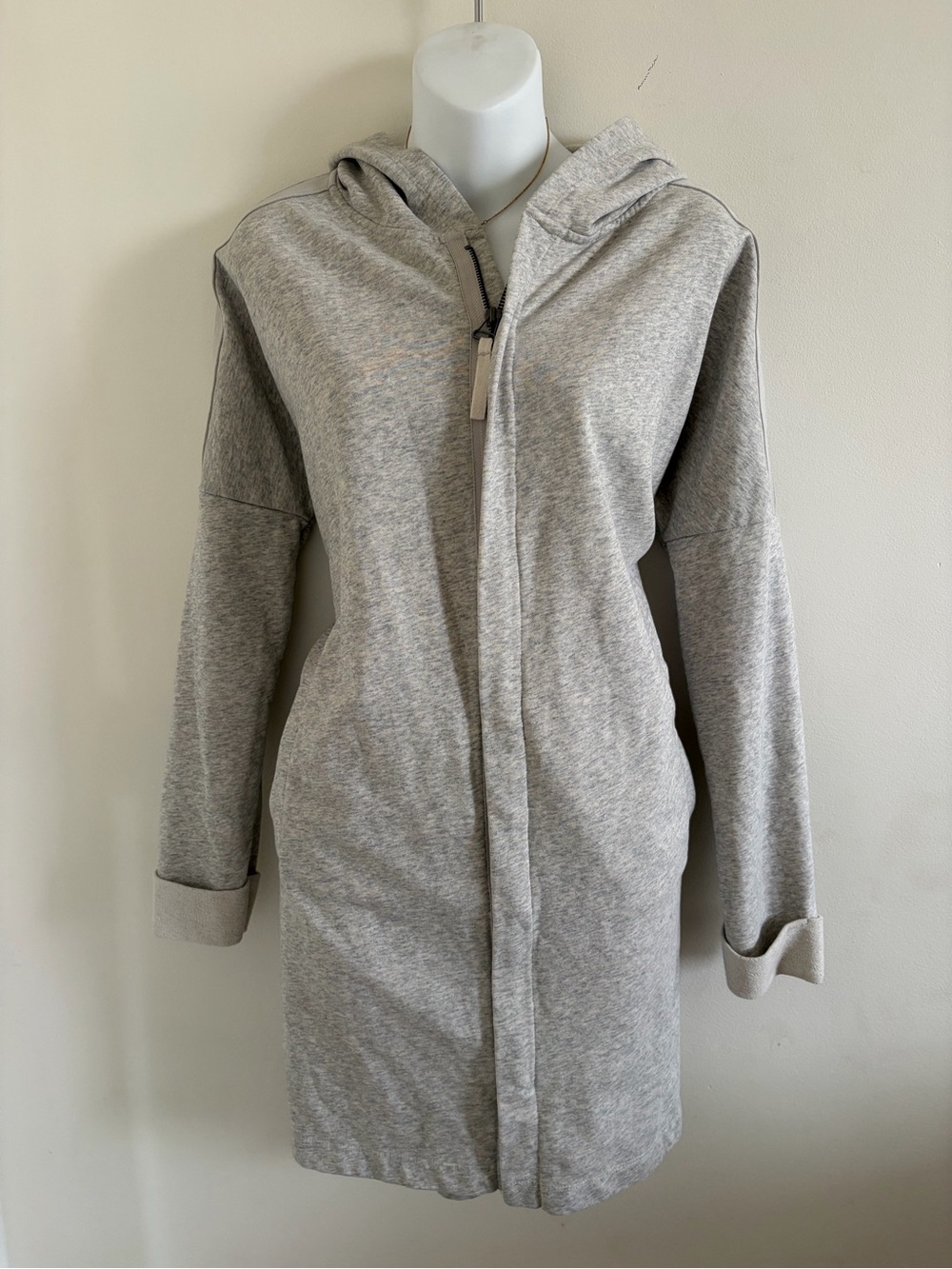 Paper Label  Grey Hooded Longline Jacket Hoodie - Women